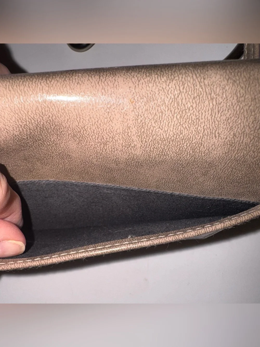 Vintage America Perry Ellis Taupe Leather Crossbody Bag *see Description* - Picture 12 of 16